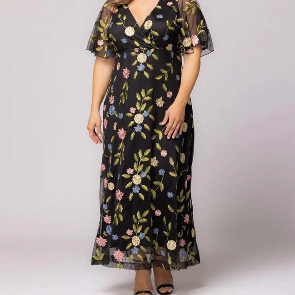 Kiyonna Black Floral Maxi Dress - Picture 3 of 9